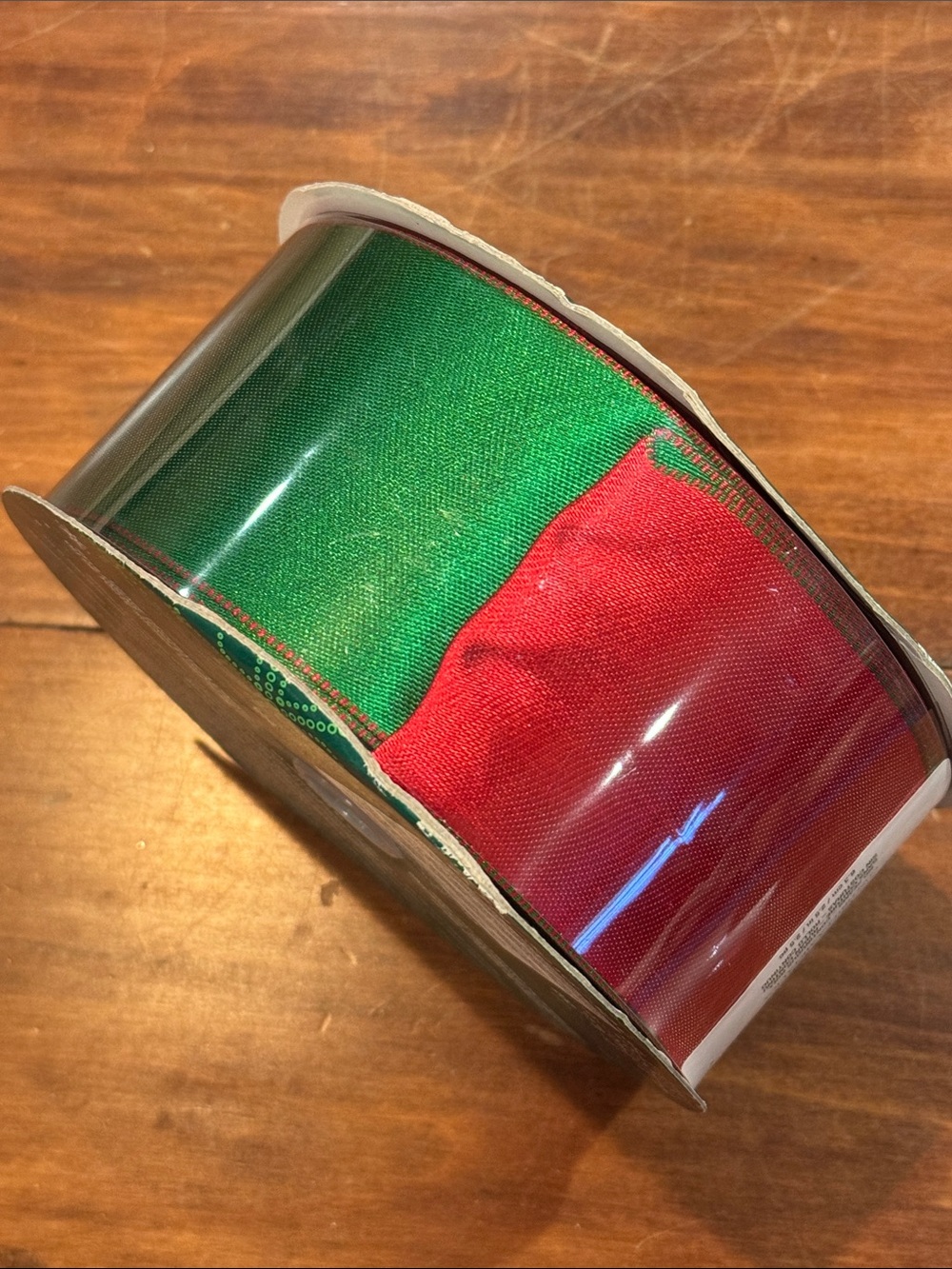 NWT Kirkland Wired Satin Ribbon Red Green 2-sided 50 yd 2.5” Christmas Holiday